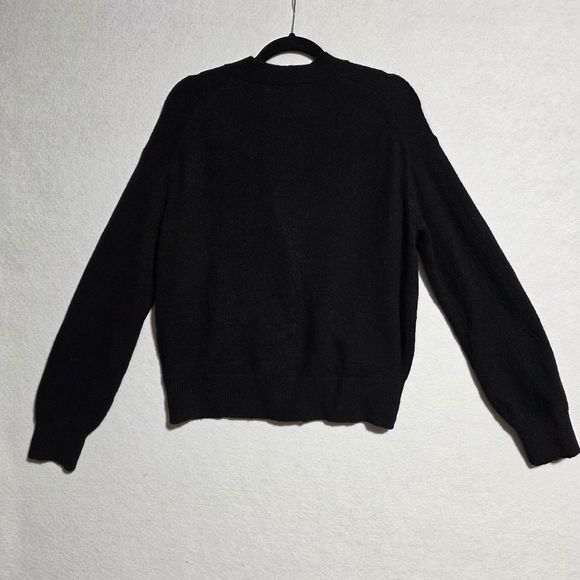 EVERLANE BLACK BUTTON-FRONT COTTON WOOL ALPACA BLEND COCOON CARDIGAN SZ S - Picture 8 of 15